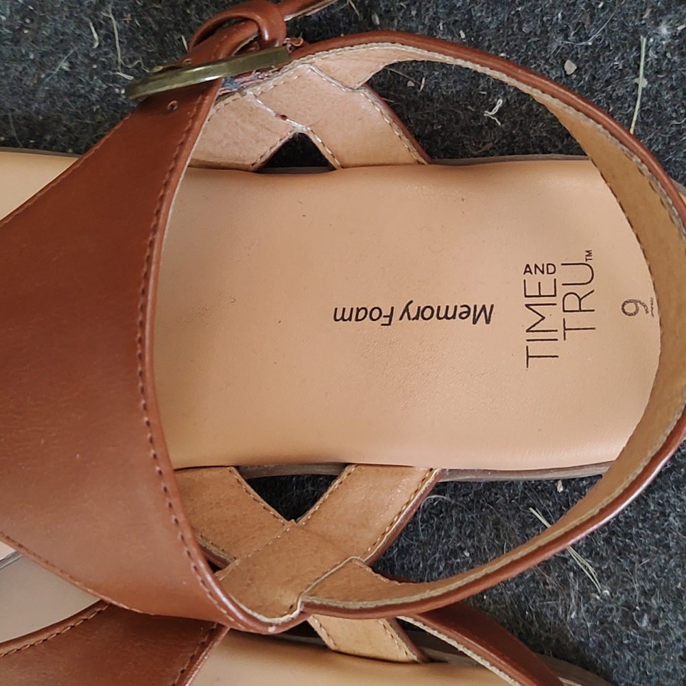 Brown Faux Leather Flip Flops - Picture 2 of 2
